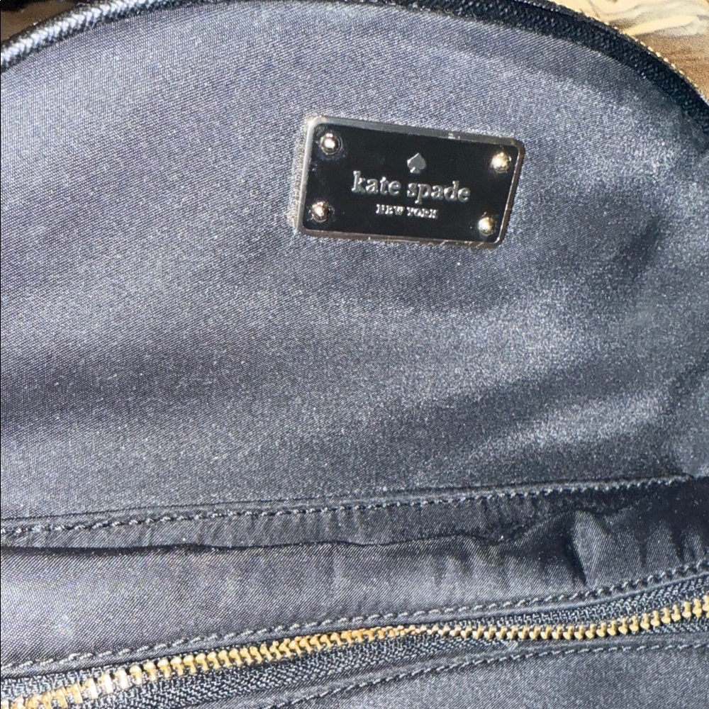 kate spade black nylon mini backpack with gold plaque and zippers - Picture 5 of 6